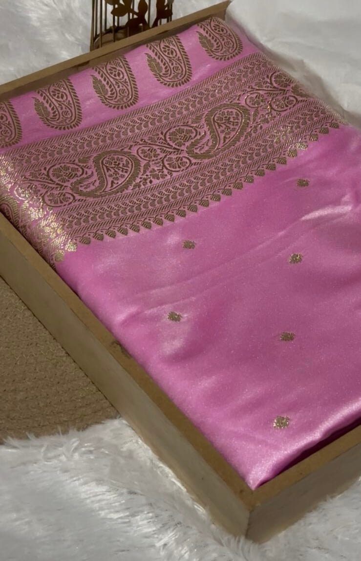 Pink Banarasi Mashru Silk Saree
