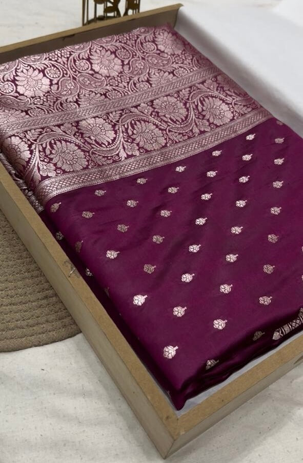 Maroon Banarasi Mashru Silk Saree