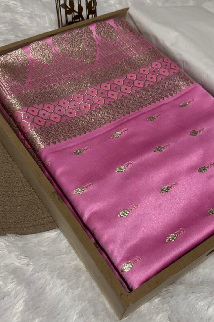Pink Banarasi Mashru Silk Saree