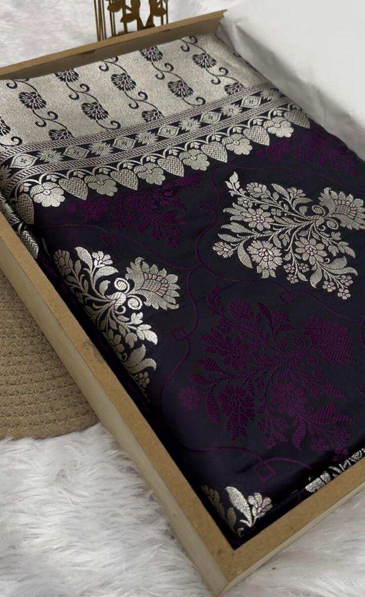 Magenta Banarasi Mashru Silk Saree