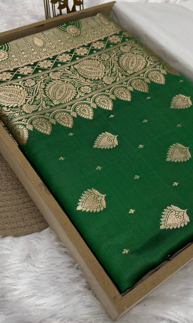 Green Banarasi Mashru Silk Saree
