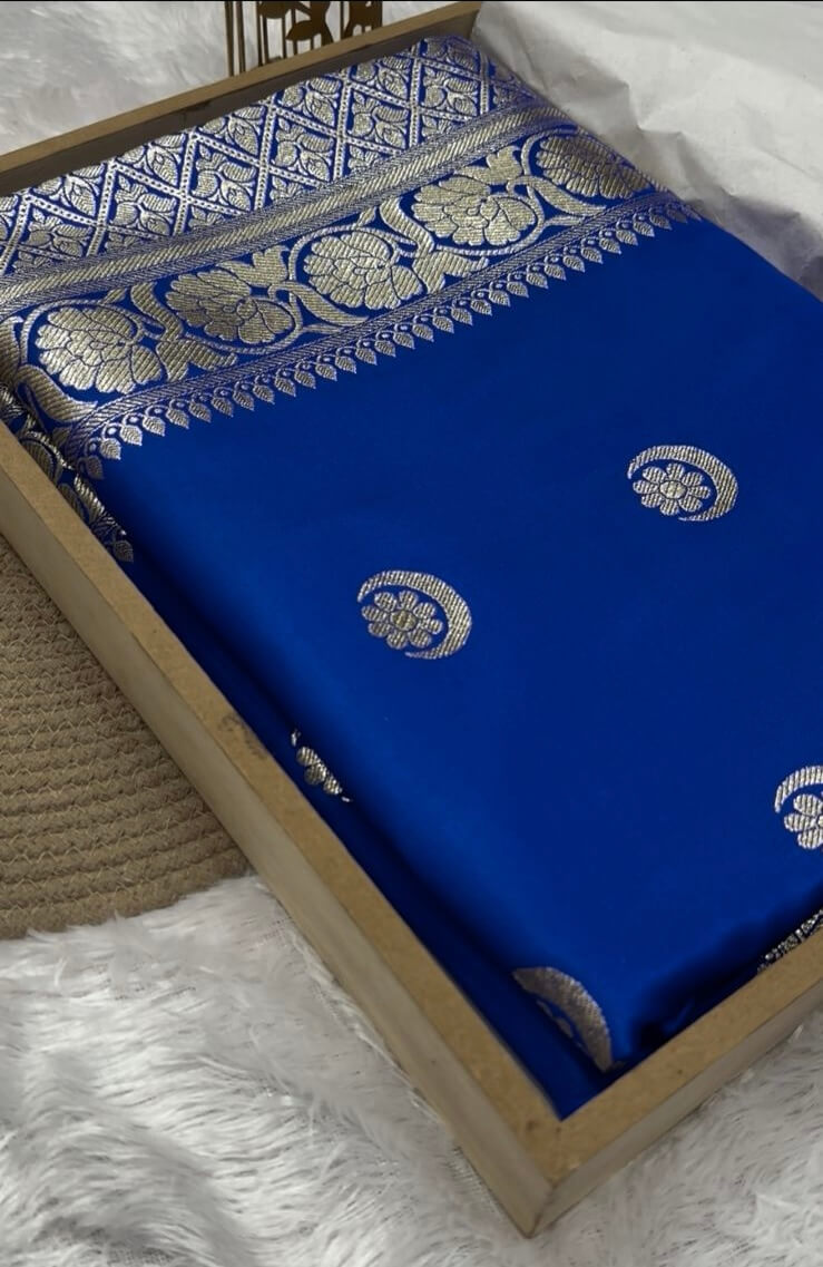 Royal Blue Banarasi Mashru Silk Saree