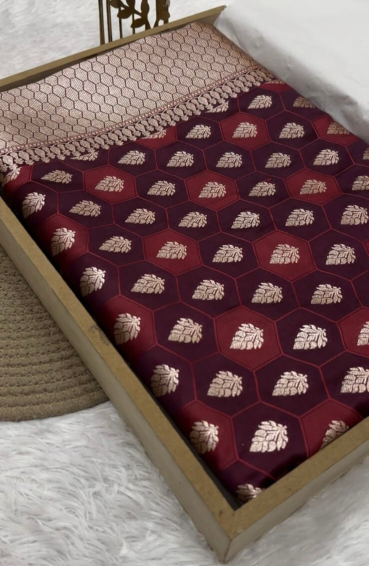 Maroon Banarasi Mashru Silk Saree