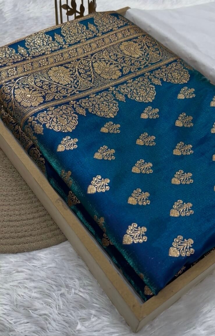 Peach Banarasi Mashru Silk Saree