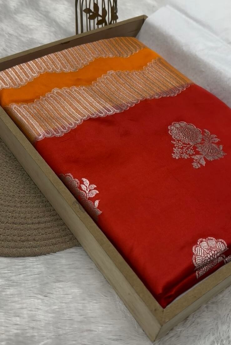 Red Banarasi Mashru Silk Saree