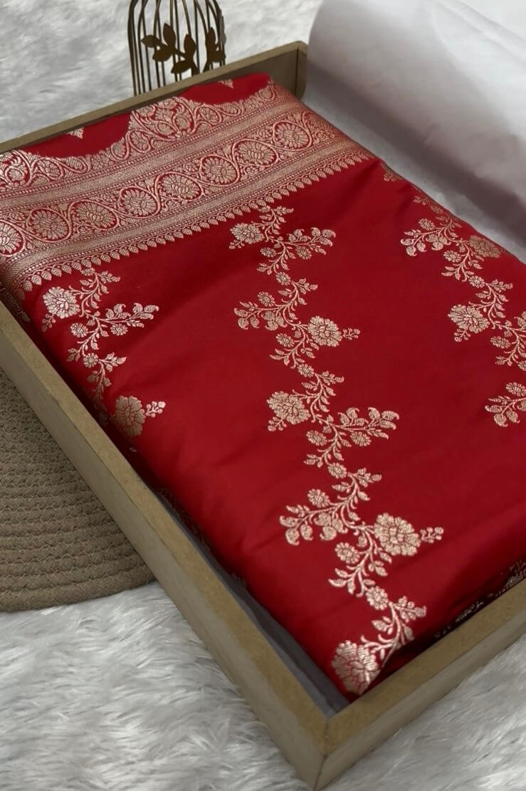 Red Banarasi Mashru Silk Saree