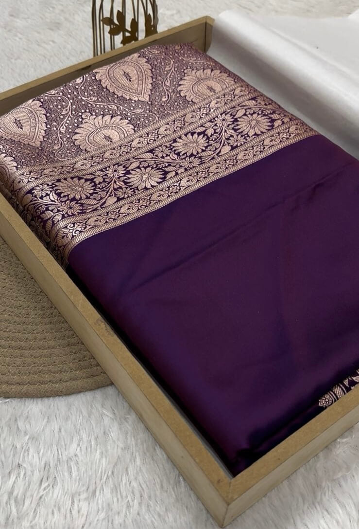 Purple Banarasi Mashru Silk Saree