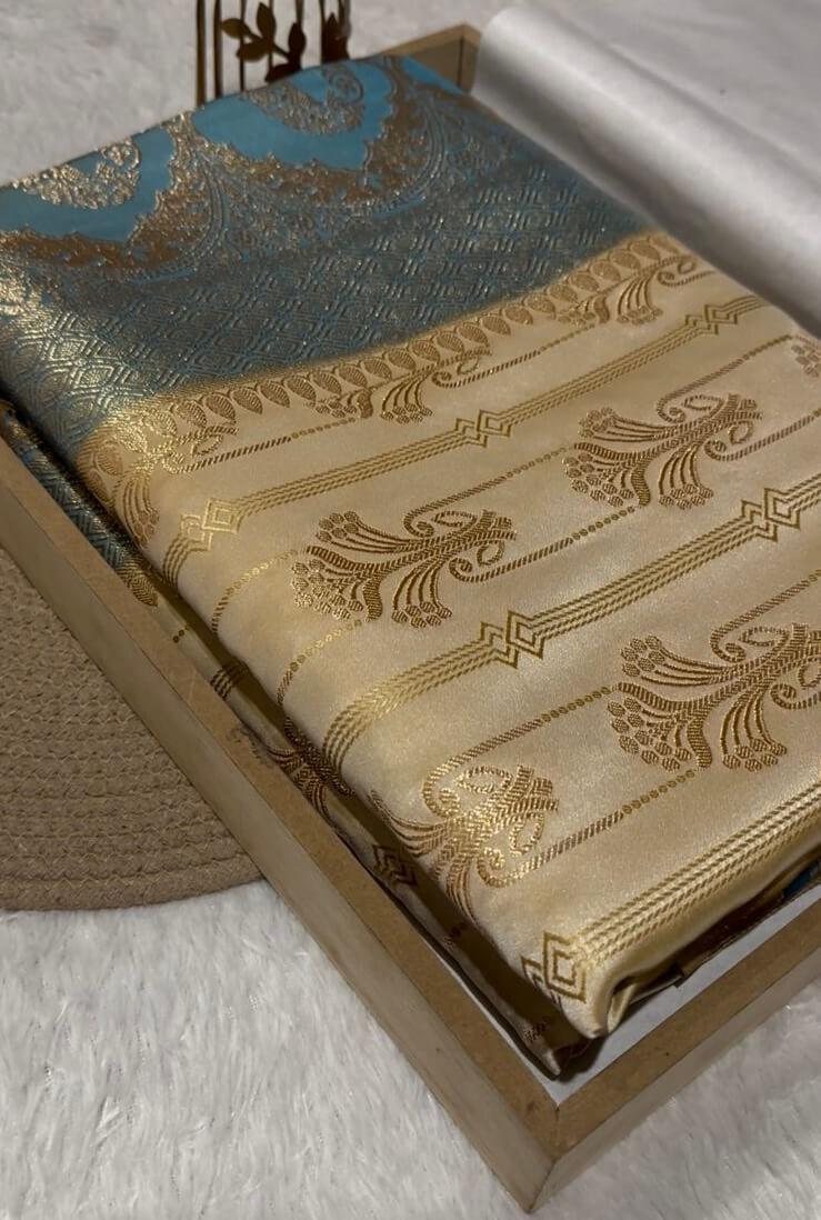 Golden Banarasi Mashru Silk Saree