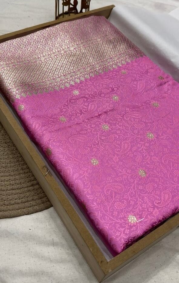 Pink Banarasi Mashru Silk Saree